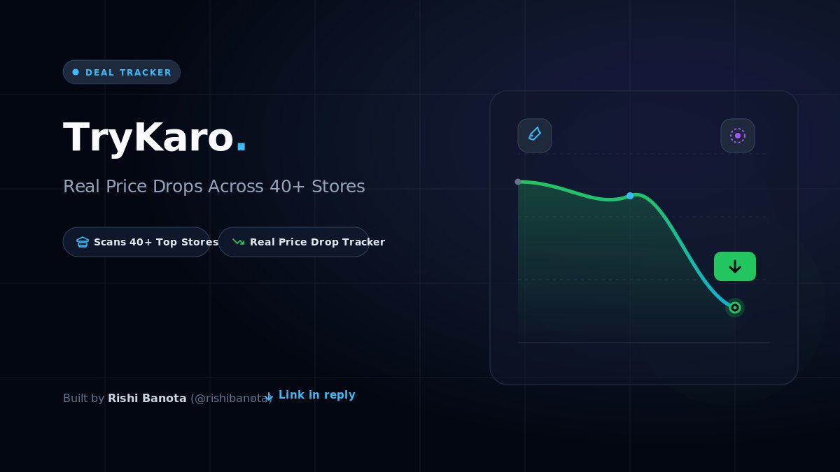 CoderRishi's tweet photo. Most "50% off deals" are just stores doubling the original price tag before the sale starts.

Built a discount scanner across 40+ stores in India to track real price history and spot genuine markdowns before buying.

(Link in reply 👇) https://t.co/xRKOB3eYRf