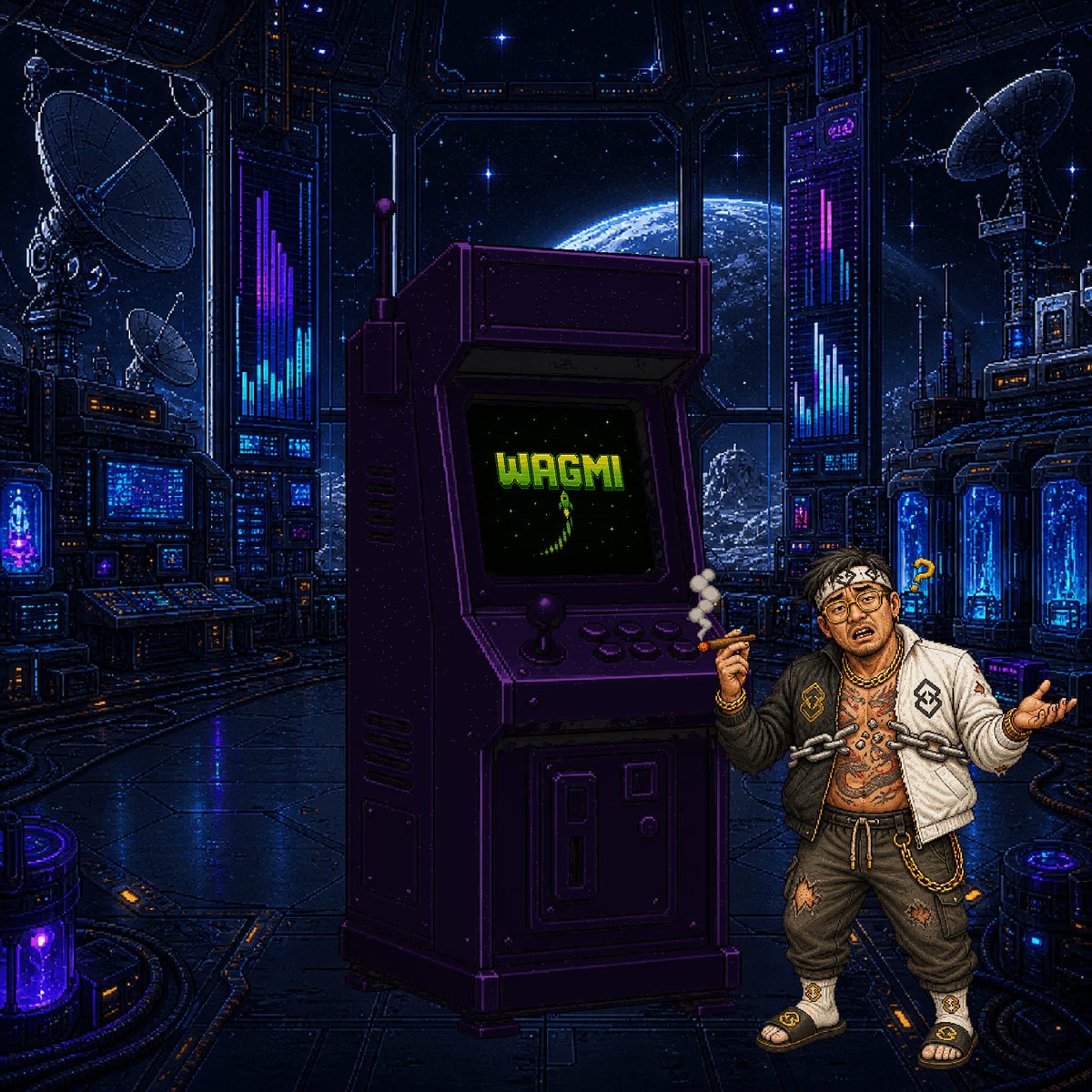 TERMINLnet's tweet photo. Somewhere in your group chat is a degen who lost 90% of his portfolio and still gives financial advice.

We made him a character. 💀

150 degens. 2,048 machines. One arcade.

MINTING OCT 29
https://t.co/S0oggGWy1g https://t.co/CoLeba7VoO