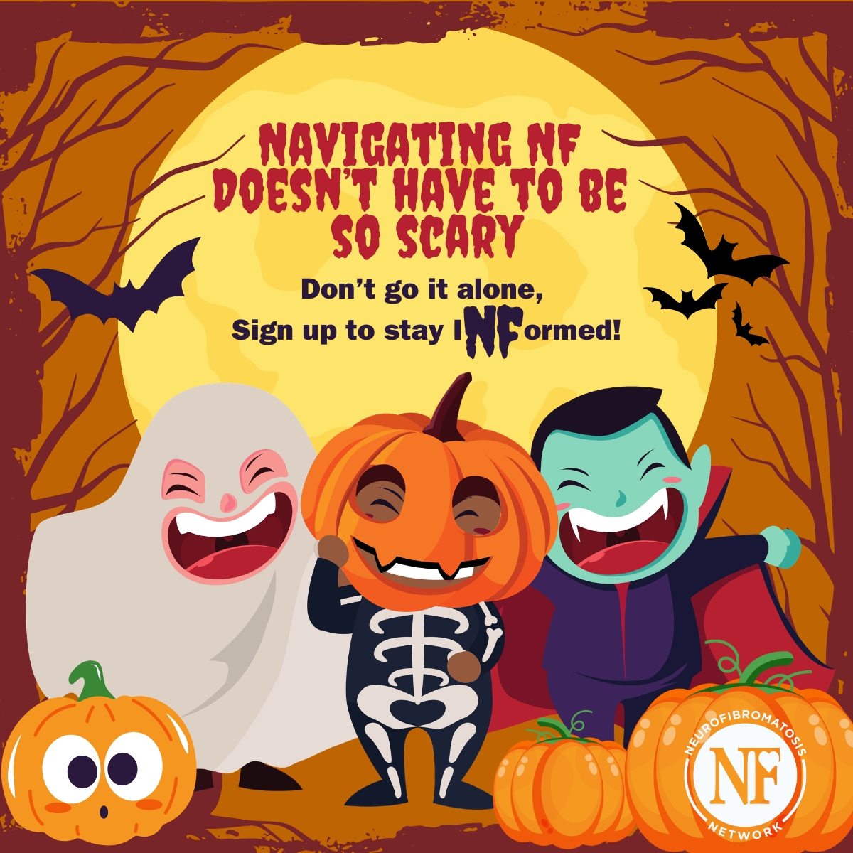 nfnetwork's tweet photo. 🎃👻 Did you know that Neurofibromatosis (NF) affects everyone equally, regardless of gender or ethnicity? This Halloween, let’s shed light on NF and break the scary stigma surrounding it!
👉 https://t.co/a4ztFULxXz
#Halloween #Neurofibromatosis #NF #StayInformed #SpookySeason https://t.co/Ts11S9CaII