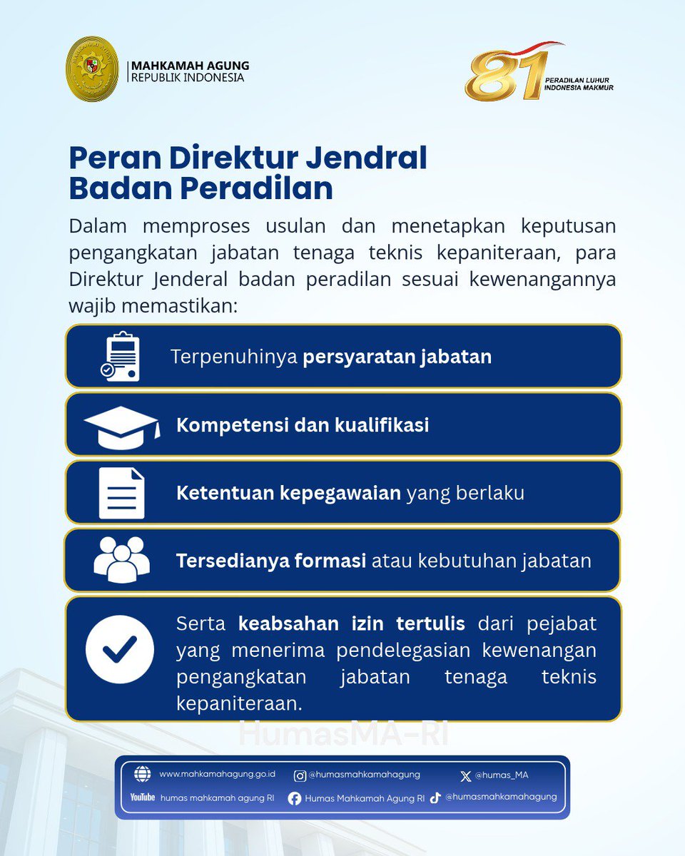 Humas_MA's tweet photo. Berasal dari Jabatan Pelaksana di Lingkungan Mahkamah Agung dan Badan Peradilan yang Berada di Bawahnya.

Berikut rangkuman Surat Edaran Sekretaris Mahkamah Agung Republik Indonesia Nomor: 8 Tahun 2026 tersebut pada slide infografis diatas.

#MahkamahAgungRI
#HumasMahkamahAgung https://t.co/AZqiIETHWw
