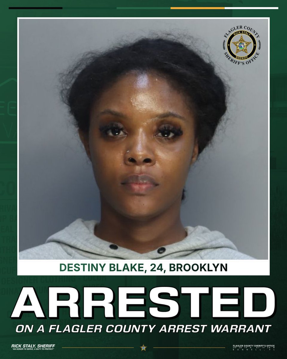 FlaglerSheriff's tweet photo. An American Airlines flight attendant who used her travel benefits to fly to a 75-year-old Palm Coast woman’s home as part of a sweepstakes scam is in custody after a Flagler County Sheriff’s Office investigation led to her arrest in Miami.

Late Friday evening, U.S. Customs and Border Protection arrested Destiny Blake, 24, of Brooklyn, New York, on a Flagler County warrant as she arrived at Miami International Airport on an international flight.

The scam started in November 2025 with a phone call. The caller, who claimed to be with Publishers Clearing House, told the victim she had won. To collect her “winnings,” the victim was instructed to mail a $500 gift card to “Destiny Blake” at a Brooklyn address, which she did.

During this time, the victim was also locked out of her own email account. The password had been changed and the account switched to look-a-like address she never created.
Between Nov. 15 and Nov. 19, 2025, the victim withdrew more than $14,000 from her bank. Blake received $14,220 in cash and Zelle payments.

On Nov. 18, Blake flew from New York to Daytona Beach as a standby passenger using her flight attendant benefits and then took an Uber to a hotel on State Road 100 in Palm Coast. The next morning, an Uber dropped Blake off at the victim’s home just before 11 a.m. Fifteen minutes later, another Uber picked her up and took her back to the Daytona Beach airport. Before she flew home, purchases were made on the victim’s credit card at the Daytona Beach and Charlotte airports.

Detectives determined Blake had been issued her own Apple Card as an authorized user on the victim’s account. A family member later found a note in the victim’s home with instructions to call the card company and tell them Blake was her granddaughter and was authorized to use the card.

Between Nov. 16 and Dec. 11, 2025, 88 charges totaling $10,590.30 were charged to the victim’s credit cards. They included a $1,740.91 eBay order shipped to Blake’s Brooklyn address, $1,523.16 spent on Apple products and more than $1,300 spent at T-Mobile, Ugg, a Brooklyn hair salon, and dozens of Uber rides and Uber Eats orders. One Uber ride was paid in Jamaican dollars in Kingston, two days after Blake flew there while working for American Airlines.

The online orders were done using Blake’s own name, email address and phone number. Detectives obtained surveillance video of Blake using the victim’s card at a Queens supermarket. Detectives also determined that Blake’s phone was in the area of the stores on the dates of the transactions.

In total, the victim lost approximately $25,310. Detectives obtained an arrest warrant for Blake on Oct. 13, 2026 for the thefts and fraudulent charges.

“Most flight attendants use their benefits to see the world. Blake used her’s to further a scam against a senior resident, live a lavish lifestyle using stolen bank cards and thinking she could get away with it,” said Sheriff Rick Staly. “Her wings were clipped by our detectives and with the help of CPB she was arrested. Her next trip? Flagler County to be held accountable for her crimes.”

U.S. Customs and Border Protection arrested Blake for organized scheme to defraud over $20,000 from a victim 65 or older, fraudulent use of personal identification information of a person 60 or older, and grand theft over $20,000. She was transported to the Miami-Dade County jail, where she was later released on a $30,000 bond.

Families caring for an older adult can shut off many of the ways scammers reach them and take over their accounts. The Flagler County Sheriff’s Office has posted step-by-step instructions to safeguard your loved one’s phones, email, computers and bank accounts at https://t.co/rpLyTnn6mc.

Suspected financial exploitation of a vulnerable adult can also be reported to the Florida Abuse Hotline at 1-800-96-ABUSE (1-800-962-2873), 24 hours a day, or to the U.S. Department of Justice National Elder Fraud Hotline at 1-833-FRAUD-11 (1-833-372-8311).
Anyone who believes they were targeted in a similar scam or had financial contact with Blake is encouraged to contact the Flagler County Sheriff’s Office at 386-313-4911.