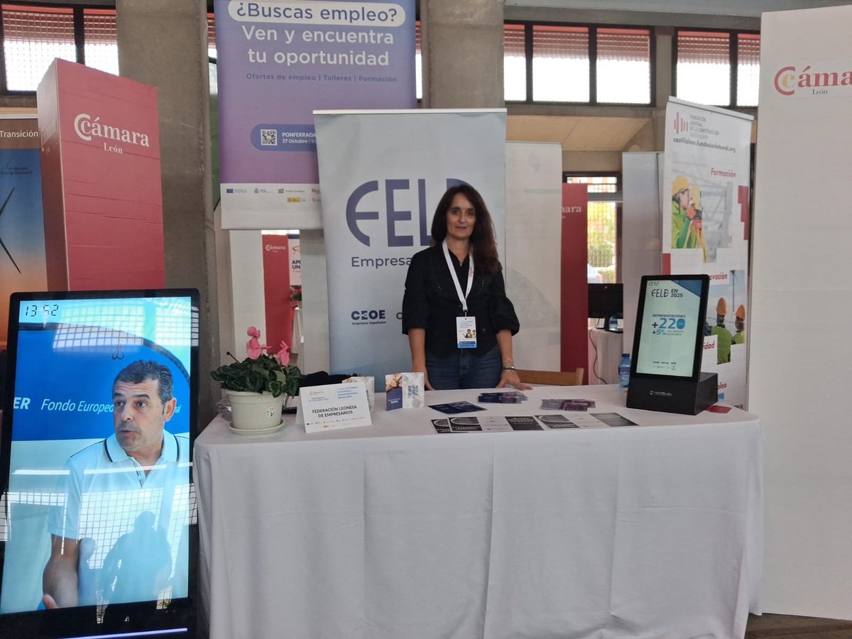feleleon's tweet photo. 📌Este martes,  a través  de nuestra Delegación FELE Bierzo, estamos presentes en la V Feria de Empleo de @ccomercioleon en #Ponferrada https://t.co/N4pMhUhvcw