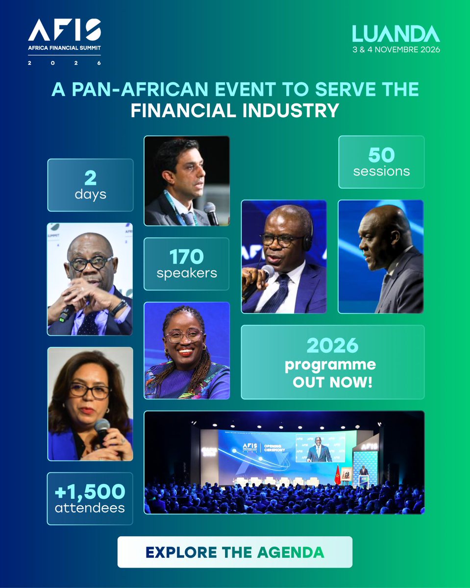 IFCAfrica's tweet photo. 🗓️ Save the date!
On November 3–4, 2026, over 1,250 financial leaders will gather in Luanda, #Angola for #AFIS2026 to discuss solutions to level up Africa’s financial systems.
The @WorldBankGroup through @IFC_org is proud to co-host this summit.
➡️ https://t.co/Ugoaazn7RU https://t.co/T6SGJ2VMFB