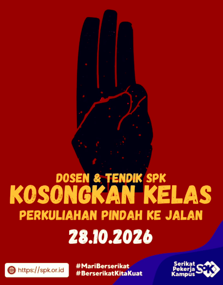 pekerjakampus's tweet photo. Para Dosen Serikat Pekerja Kampus dari Sabang sampai Merauke, berikan nilai "A" bagi Mahasiswa yang memilih membersamai rakyat di jalan bersuara melawan penindasan rakyat daripada yang hanya duduk nyaman di ruangan ber AC ! https://t.co/xDwh3w1rL1