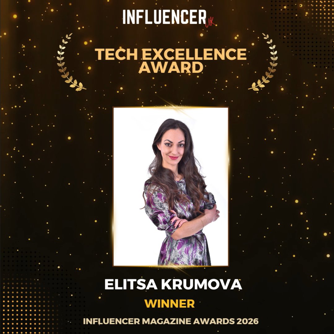 Eli_Krumova's tweet photo. 🎉 I am honoured to announce that I have won the ‘Tech Excellence Award’ at the Influencer Magazine Awards (IMA) 2026 – 3rd Edition (E3)❗️🏆🌟

🏅 This recognition marks an important milestone in my professional journey as a Global Thought Leader and B2B Tech Influencer in Emerging and Future Technologies. It reflects my ongoing commitment to exploring technological innovation, connecting emerging developments with business strategy, and contributing to conversations that shape the future of technology and industry.
✨ The Tech Excellence Award recognises professionals whose contributions to technology help drive innovation and deliver measurable progress.

📌 The official announcement is at: 👇🏽
🔗 https://t.co/QxBrlNlqnn

🔎 More information about the award at: ⬇️
https://t.co/ALb3I8tEEs

ℹ️ My official bio page in the Influencer Magazine UK:
https://t.co/BxLyyWY1sc

🙌🏽 I am really thankful to @influencer_uk for this recognition! 🙌🏽

I look forward to continuing to explore how technology can drive innovation, inform strategy, and create meaningful opportunities for the future. 🚀

#TechInfluencer #ThoughtLeader #IMA2026 #Awards2026 #InfluencerMagazineAwards #TechInfluencerOfTheYear #Influencer #Tech #Technology #EmergingTech #FutureTech #B2B #B2BMarketing #InfluencerMarketing #PersonalBrand #Branding #ThoughtLeadership #WomenInTech