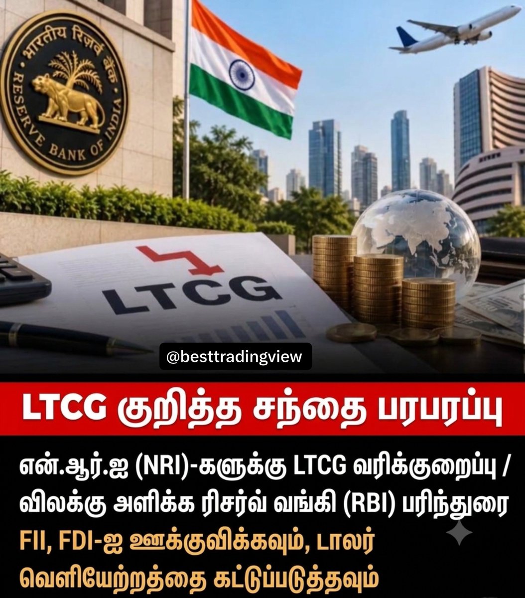 BestTradingView's tweet photo. வெளிநாட்டு முதலீடுகளை (FII, FDI) அதிகரிக்கவும், டாலர் வெளியேற்றத்தைக் கட்டுப்படுத்தவும் முக்கிய நடவடிக்கை.​#TheBestTradingView
​#RBI
​#LTCGTax
​#NRIInvestment
​#IndianEconomy
​#StockMarketIndia
​#FinancialNews
​#Investing
​#Forex
​#BusinessUpdate https://t.co/EGa50nJEnu