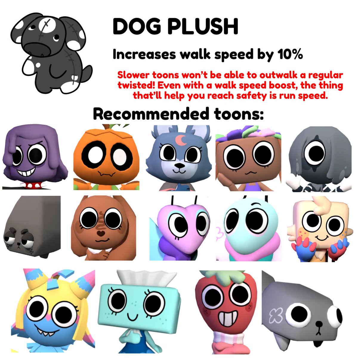 AroaceElectric's tweet photo. made this as a guide but looking at it now . theres WAYYY less slow toons in the game than expected https://t.co/J7eBbMNz74
