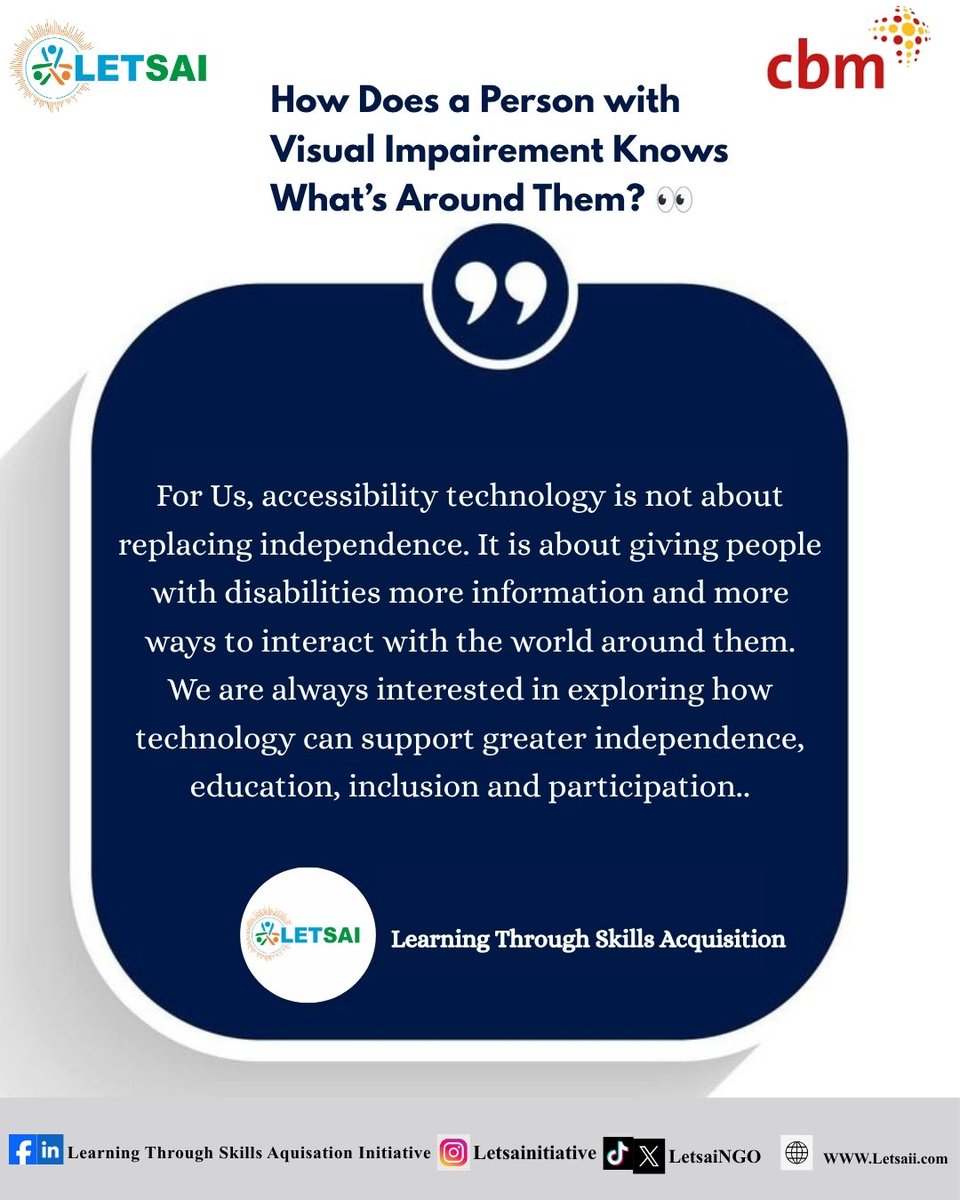 LetsaiNgo's tweet photo. For Us, accessibility technology is not about replacing independence.
#InclusiveDevelopment
#DisabilityLaw
#InclusiveCommunity
@GlobalCtr
@UNICEF
@UNICEF_Nigeria
@UNHumanRights
@CBMuk https://t.co/ktgIZmz3sn