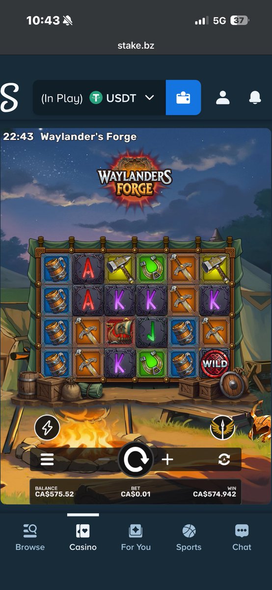 sweetl1lacly's tweet photo. I was just casually doing bonus hunts again and decided to buy a $10 spin on Waylanders Forge AND BOOM??? 😭💥 57.49x for CA$574.94!! I WAS NOT EXPECTING THIS AT ALL LMAOOO 😭🔥 @ValkyrieXStudio doubling these wins would be INSANE! 👀💸

ID: sweetl1lacly
BET ID: casino:528083859357