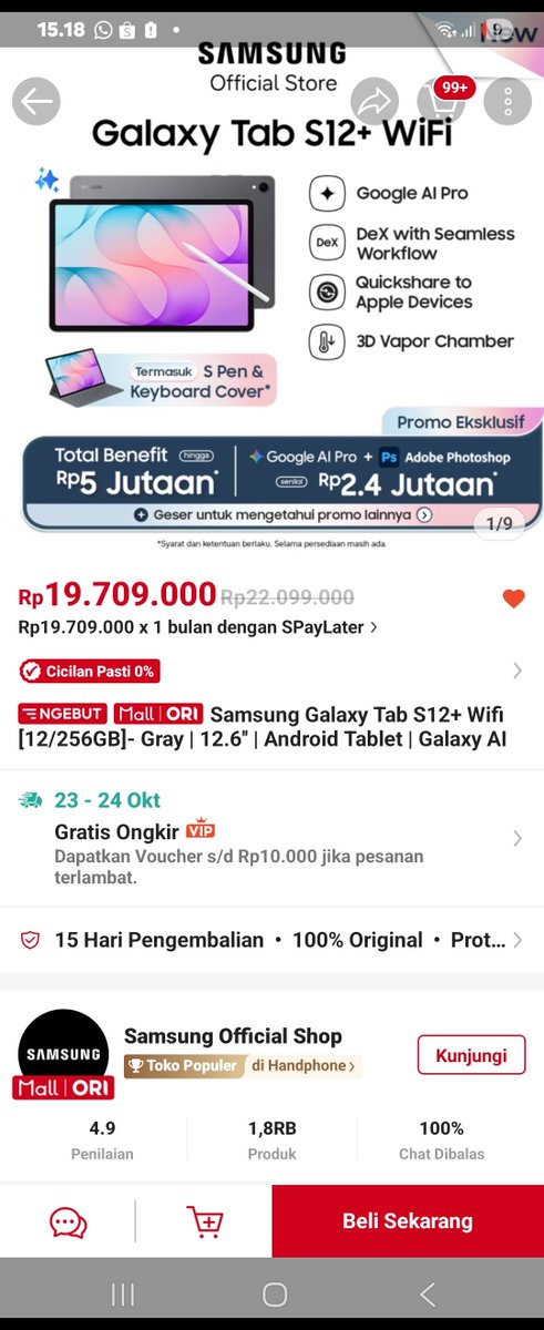 cjeanrey's tweet photo. @ShopeeID Aku beli #GalaxyTabS12 Plus dengan e-Voucher Samsung Reservation+ dapat diskon hingga 1.5JT 💙 #JustLightThat #TheNewGalaxyTabS12xShopee

^ 5979 https://t.co/XX2QWAmMPf