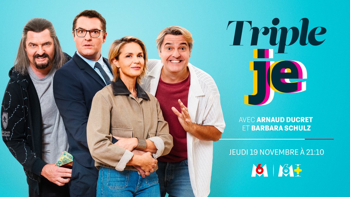 M6's tweet photo. Ils se ressemblent comme trois gouttes d’eau… mais n’ont rien d’autre en commun ! 

Le film inédit, Triple je, avec Arnaud Ducret et Barbara Schulz, jeudi 19 novembre à 21:10 https://t.co/Id9Jiubk7Q