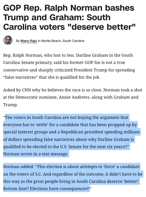 AaronBlake's tweet photo. Some pretty brutal comments from GOP Rep. Ralph Norman about Darline Graham, to @mkraju --> https://t.co/6roXVv9UDd