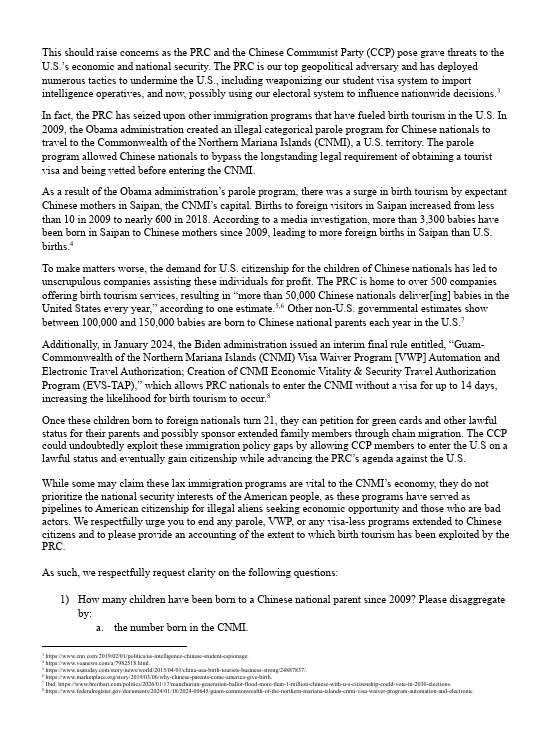 freedomcaucus's tweet photo. 🚨HUGE WIN: @DHSgov just suspended the dangerous Biden-era program that let Chinese nationals enter the U.S. without a visa.

Earlier this year, @RepChipRoy and @RepTiffany rallied dozens of lawmakers—including many HFC members—to sound the alarm. https://t.co/hi0agagCPS