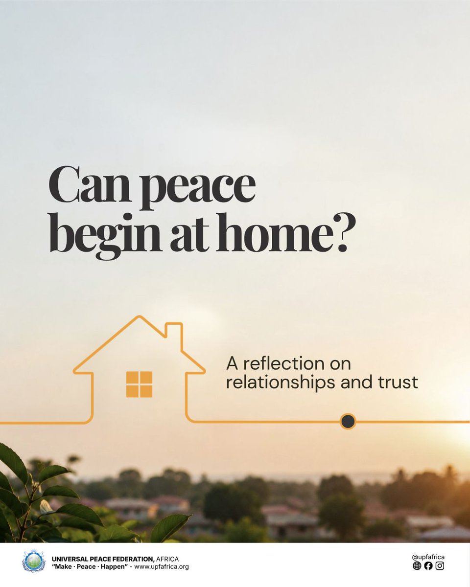 UPFAfrica's tweet photo. Can peace begin at home?

UPF International frames peace as growing from family to nation to world.

One step to build trust this week: listen without interrupting, check in, or follow through on a commitment.

https://t.co/LPIj2wMpeq

#UPFAfrica #Peacebuilding https://t.co/OUoZG7hdwc