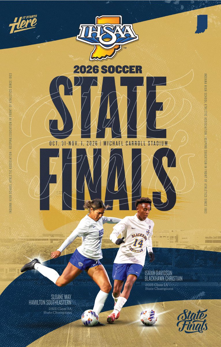 IHSAA1's tweet photo. IHSAA Soccer State Finals Preview! 🏆⚽️
> Rosters, stats, game notes and more for this weekend’s 33rd Annual State Finals at IU Indy's Carroll Stadium!

News Release: https://t.co/ATgGFr61n7 https://t.co/oRha0NwQNV