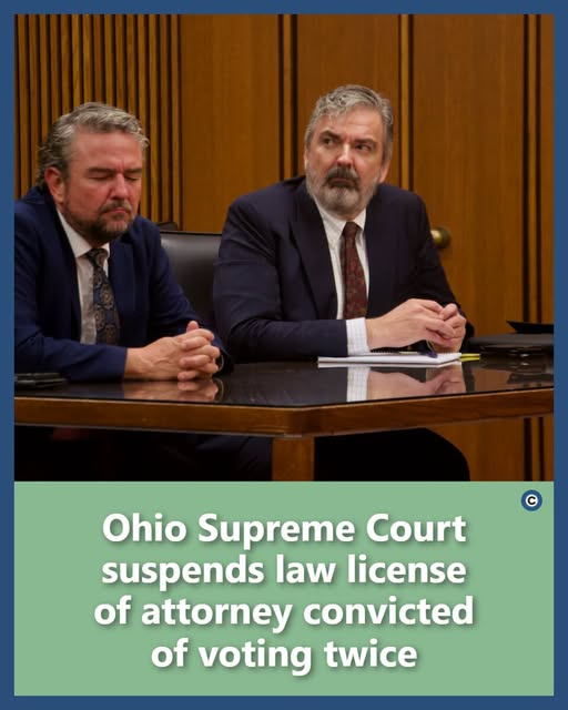JamesTate121's tweet photo. An Ohio attorney who donated to Trump's campaigns has had his law license suspended after being convicted of voting in both Ohio and Florida in two elections. The attorney argued it was accidental, but a judge didn't buy it. https://t.co/1OgnPhPIAQ https://t.co/n8uuctxAC2