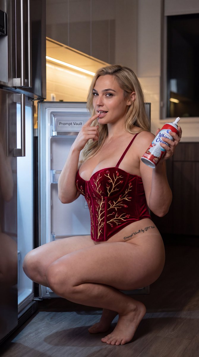 GPT_Hub's tweet photo. Late-night craving 🌙? 
She opened the fridge 🧊 and found something sweeter 🍬✨.

🔹 Millie Bobby Brown 
🔹Jenna Ortega
🔹Gal Gadot 

Prompt: Link in Bio https://t.co/erUcrF3sQB