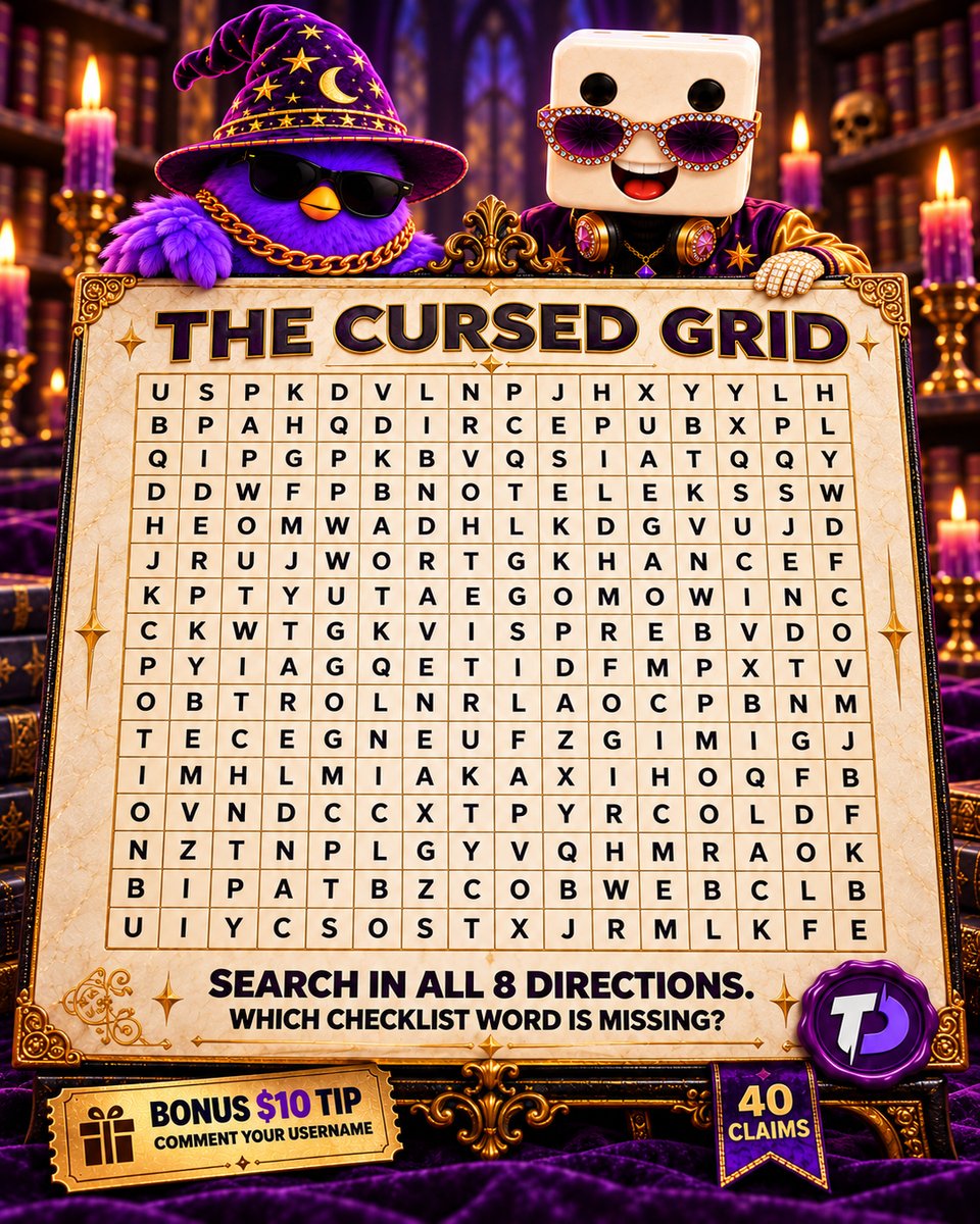 TrustDice's tweet photo. 🎃 WARM-UP DROP: ONLY 40 CLAIMS!
🔗 https://t.co/ZYnZLIuk4t

15 words. 14 in the grid. The missing word is your code. Find it, log in & claim 👀🔐

🤫 Keep the code secret!
💬 Comment 🎃 + username for a separate $10 tip.
🔁 Repost = double points!

🏆 Tip winner chosen in 24hrs. 18+