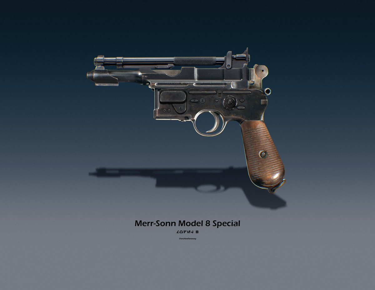 ArchiveFarAway's tweet photo. Like many other Merr-Sonn products, the Model 8 Special was a popular light weight sidearm for Imperial Army officers. It was reliable, easy to handle, and was equipped with a build-in targeting sight. https://t.co/UARf9FWNLS