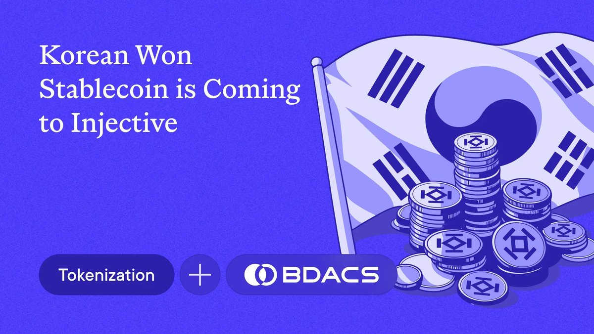 1_Dmitri0's tweet photo. Injective Partners With BDACS

➤ Injective and BDACS are collaborating to bring KRW1, Korea’s won-backed stablecoin, into the Injective ecosystem.

➤ The goal is to support won-denominated onchain finance.

🧵 (1/5)

@injective https://t.co/nJVrumAo2C