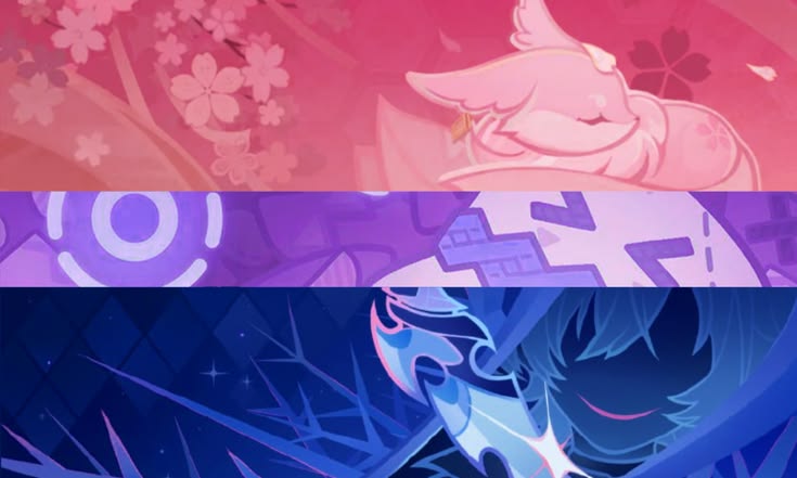 Kzscphdlover's tweet photo. Lesbian, gay, aroace and bisexual flag with genshin namecards https://t.co/p2Pnv8Mowp
