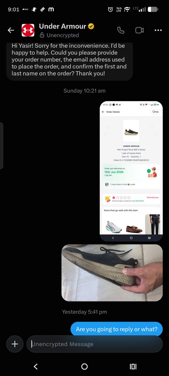 YBhat51727's tweet photo. @UnderArmour @MyntraSupport @myntra Is this how you behave in DM? https://t.co/XELFJDCGKH