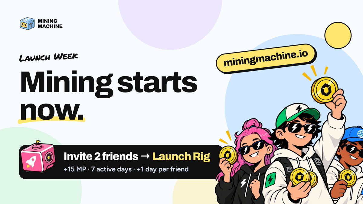 RigGrid's tweet photo. Mining Machine is live ⚡️

Start a farm, grow your Mining Power, mine $ORE. That's the whole game.

→ Everyone starts with a free miner
→ Scale up with rigs, boosts, blocks & referrals
→ 21,000,000 $ORE, fixed supply
→ 4 epochs, halving after each one

Launch Week bonus 🚀
Invite 2 friends → unlock the limited Launch Rig: +15 MP for 7 active days. Every extra friend adds +1 day.

Mining starts now 👇
https://t.co/Smk5sk0VWE