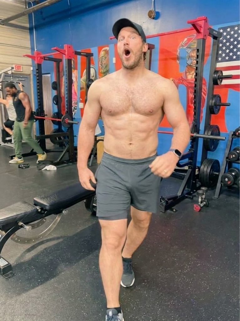 PridePopCulture's tweet photo. Chris Pratt, please… the gays are TRYING to behave. 😭🥵 https://t.co/n4ffO6yWtz