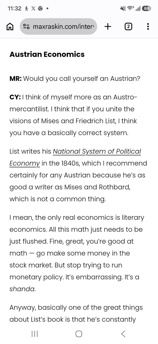 MattPolProf's tweet photo. Well hear I will quote (checks notes) Curtis Yarvin describing how Curtis Yarvin was influenced by Von Mises... https://t.co/rTswrPTLCv