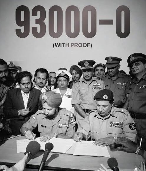 TinyDhillon's tweet photo. 93000 Pakis Surrendered 

Jai Hind 🇮🇳 https://t.co/ifAIXWmI5k