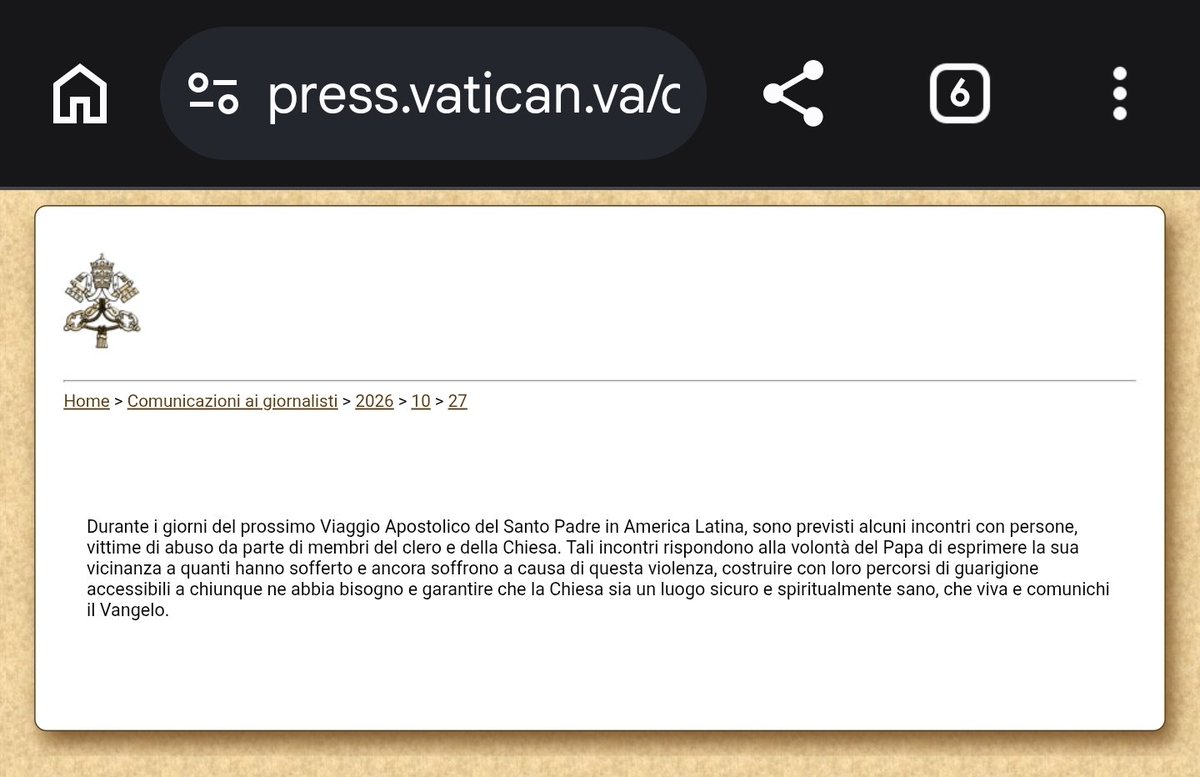 JEESxorcismo's tweet photo. Llegó el mensaje muy rápido a León XIV. Después de nuestro comunicado de ayer, Prensa del Vaticano anuncia que el papa desea reunirse con víctimas de abusos en su viaje a Latinoamérica. Esperaré la invitación. ¿Me invitarán o harán como en España que filtraron a las víctimas? https://t.co/tpXQKZvFON