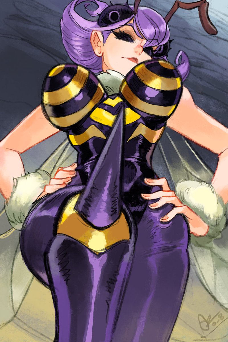 o___8's tweet photo. I love @Shibukaho  's Q-Bee cosplay SO MUCH!! I ended up drawing fanart from the photoshoot. The pose / angle / knee placement is genius 🤯 https://t.co/SD3YS55zXw