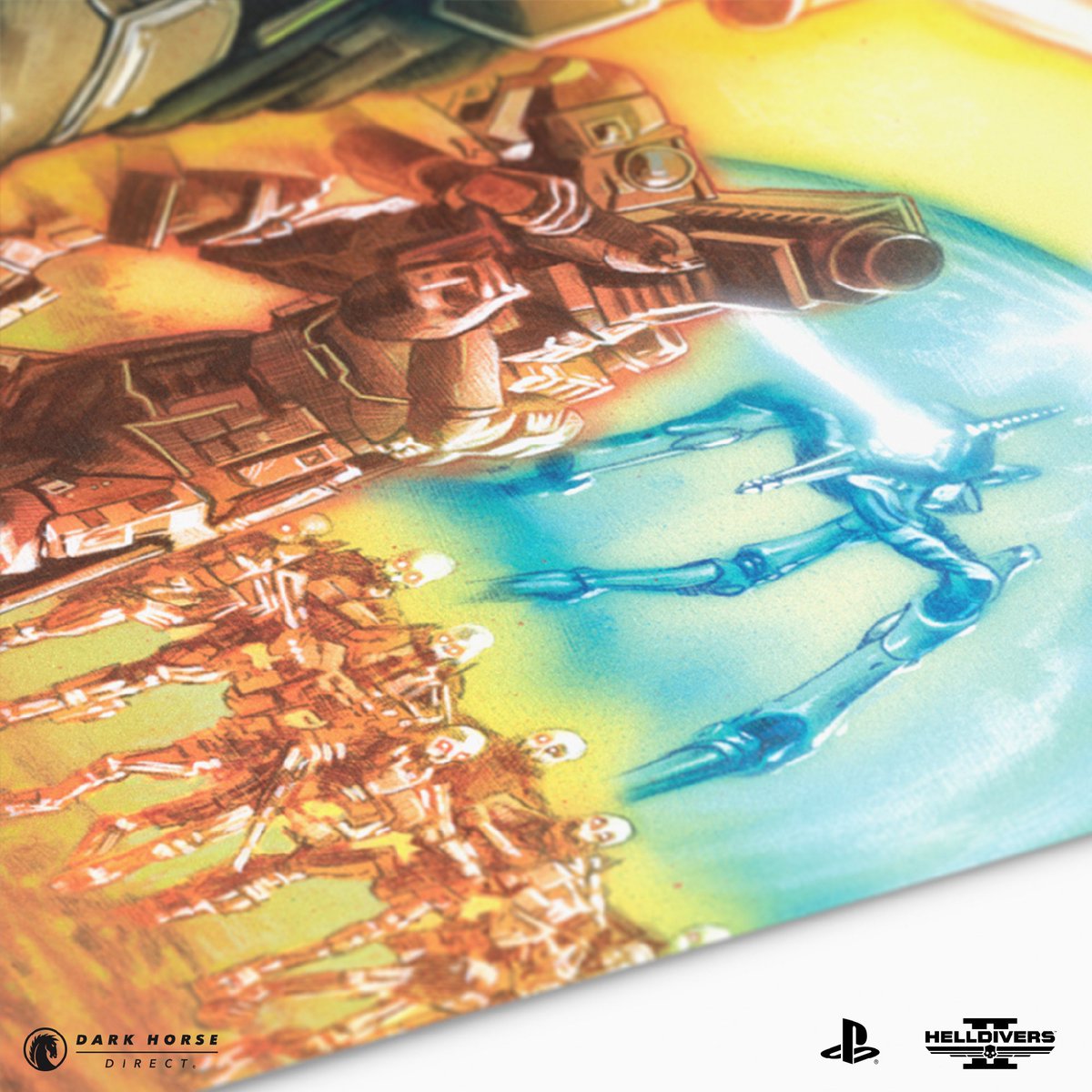 DarkHorseDirect's tweet photo. Honor the fight for Super Earth with the @Helldivers2 The Fight for Liberty Fine Art Print, created by the talented Roger Motzkus! 

Limited to 400 units &amp; measuring at 18x24, pre-order yours before they're gone! https://t.co/vrJxihd3XN

@DarkHorseComics @Playstation #Helldivers2 https://t.co/ntK23iPOM7