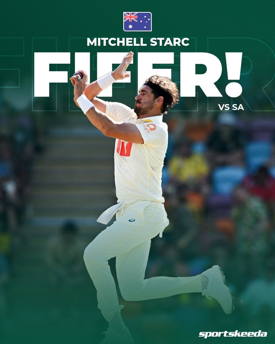 Sportskeeda's tweet photo. A STARC SPECIAL! 😍🔥

Mitchell Starc bags his 20th five-wicket haul in Test cricket during the first innings of the third Test against South Africa! 🇦🇺🏏

#Cricket #Test #SAvAUS https://t.co/aOZCgG5sls