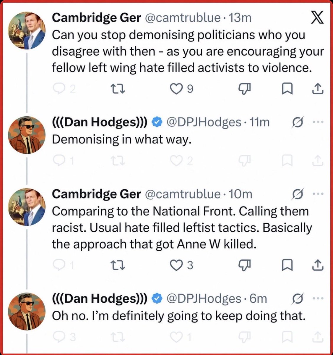 RaheemKassam's tweet photo. A few weeks ago, The Mail’s Dan Hodges pledged to keep trying to radicalise leftists into murderous violence. 

I wonder who his latest target is? I think it’s time for a police complaint, and feel free to let his editors know how deranged this pound shop Bond villain is: letters@dailymail.co.uk