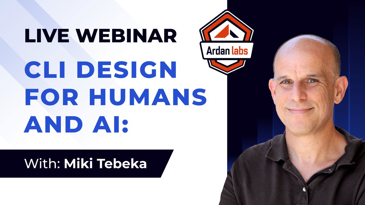 ardanlabs's tweet photo. 🤖 What happens when an AI agent runs your CLI?

Interactive prompts, messy output, and unclear errors can break the workflow.

Join @tebeka for our next Free Webinar on CLI Design for Humans and AI: Building Dual-Audience Tools in Go.

📅 Nov. 11th | Online
Register: https://t.co/RvTgdDN1XF

#GoLang #AI