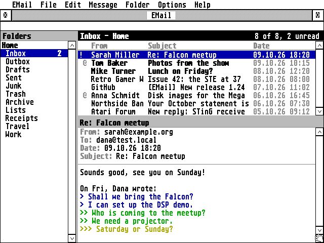 Philsan69's tweet photo. EMail, a new e-mail client for the #AtariST computers written in C for GEM https://t.co/aYxwgWEWWR #atari https://t.co/3lemS4WVQA