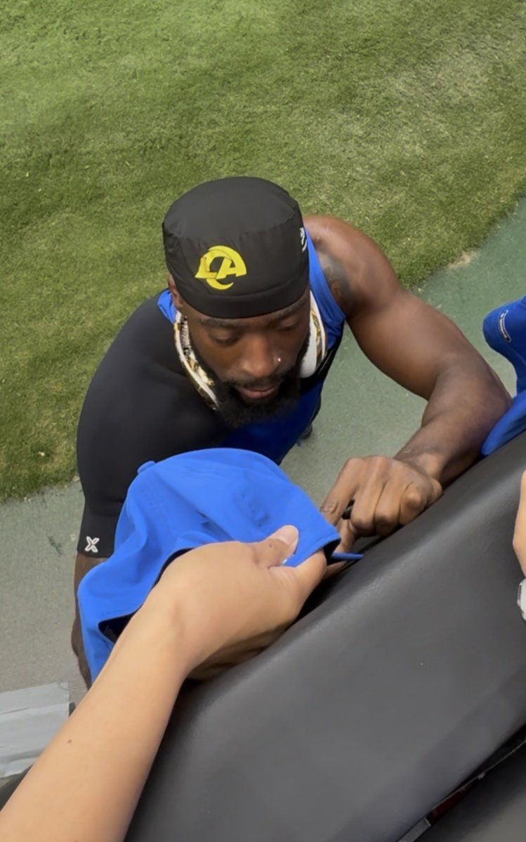 AllenSales's tweet photo. Jaylen Watson signed my cap last Sunday before the game. Glad he balled out!! #RamsHouse https://t.co/u8GvR2m0SI