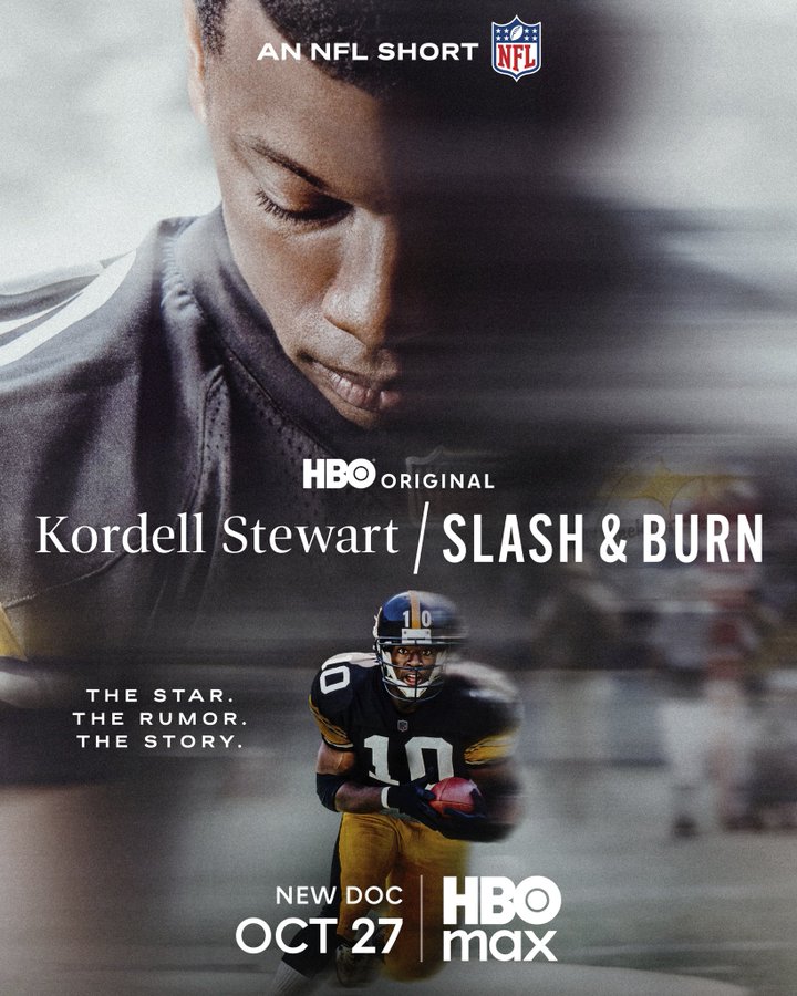 NFLMedia's tweet photo. Catch the premiere of #KordellStewart: Slash &amp; Burn TONIGHT at 9p ET on @hbomax!

@NFLFilms @HBO https://t.co/ZNH6szNmou