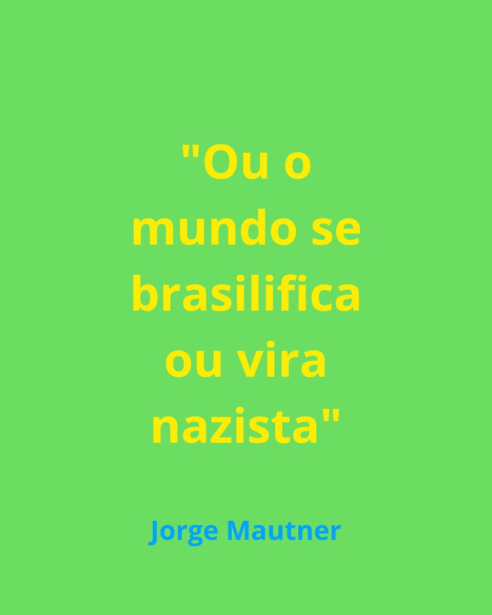 thethales's tweet photo. Either the world becomes Brazilian, or it becomes Nazi.
要么世界巴西化，要么世界纳粹化。
या तो दुनिया ब्राज़ील जैसी बनेगी, या नाज़ी बन जाएगी।
O el mundo se brasiliza o se vuelve nazi.
إما أن يصبح العالم برازيليًا، أو أن يصبح نازيًا.
Ou le monde se brasilise, ou il devient nazi. https://t.co/nkHgupLZTw