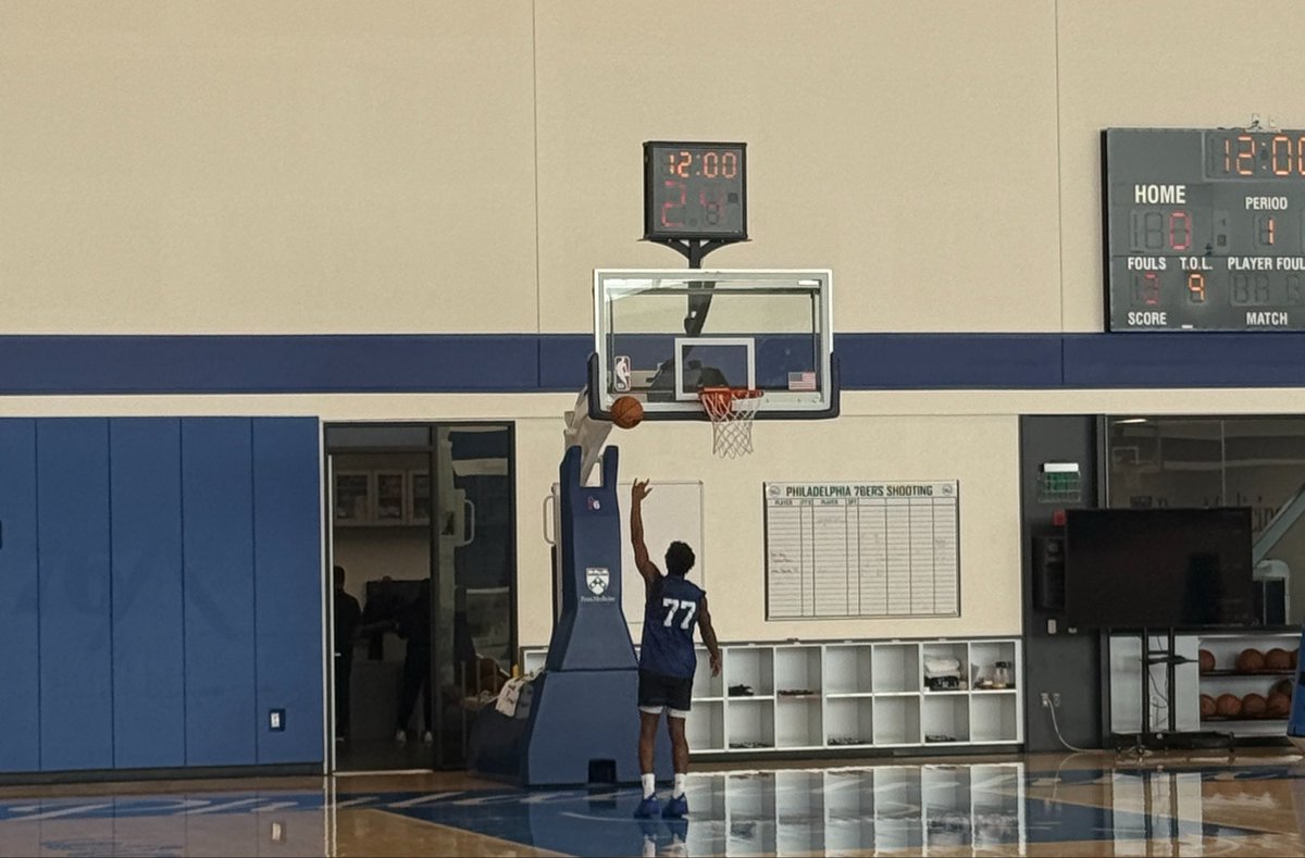 CiavoNBA's tweet photo. VJ Edgecombe out post practice with some light shooting around. https://t.co/6cfx4QrdFl