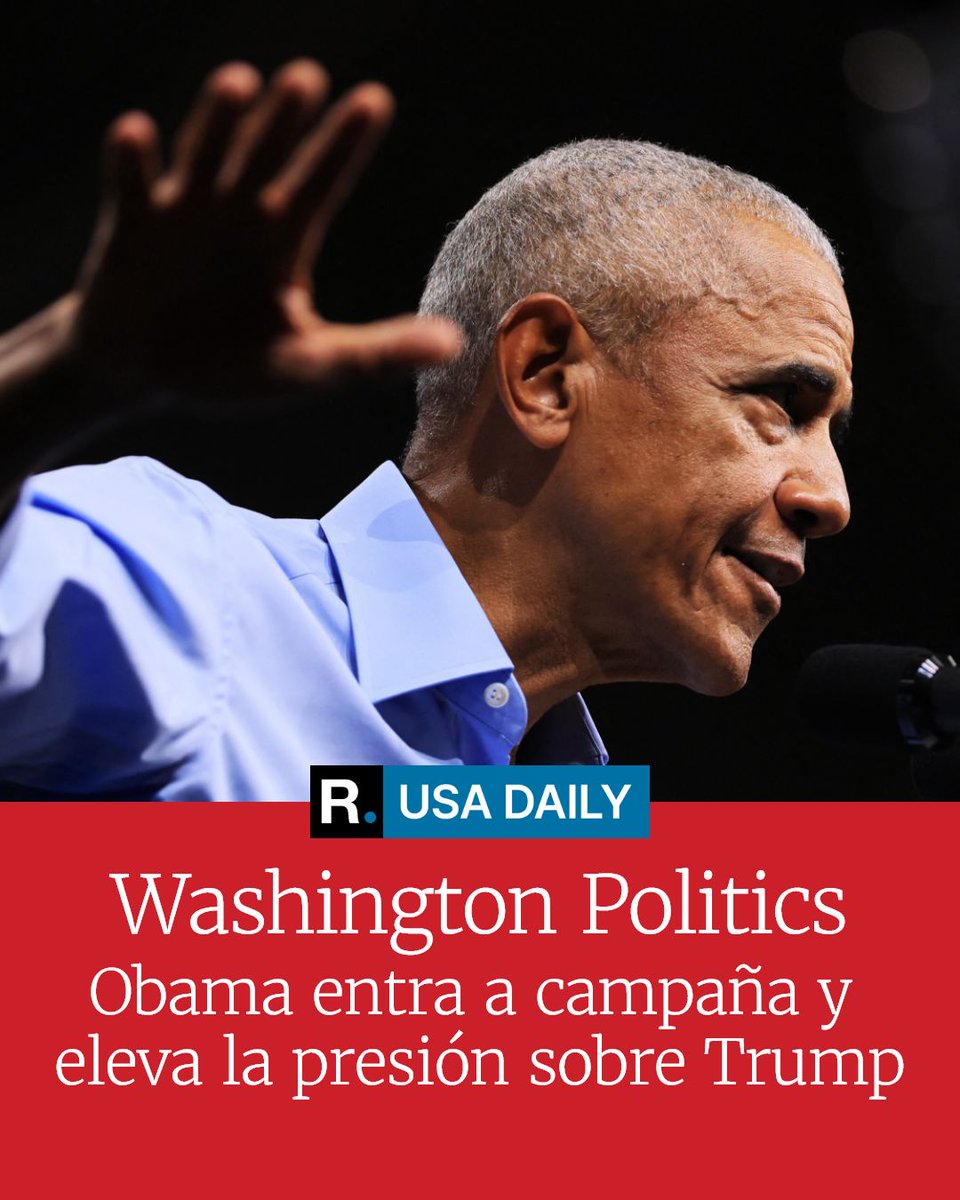 Republica_Miami's tweet photo. 🗳️🇺🇸 Obama vuelve a la campaña y pone el foco en Trump. La edición de hoy de USA Daily analiza cómo el expresidente busca movilizar el voto demócrata en estados competitivos y por qué la economía, el liderazgo nacional y la participación electoral serán claves en la disputa por el control del Congreso.

📩 Suscríbete en https://t.co/SBhhRtztvQ 

#USADaily #WashingtonPolitics