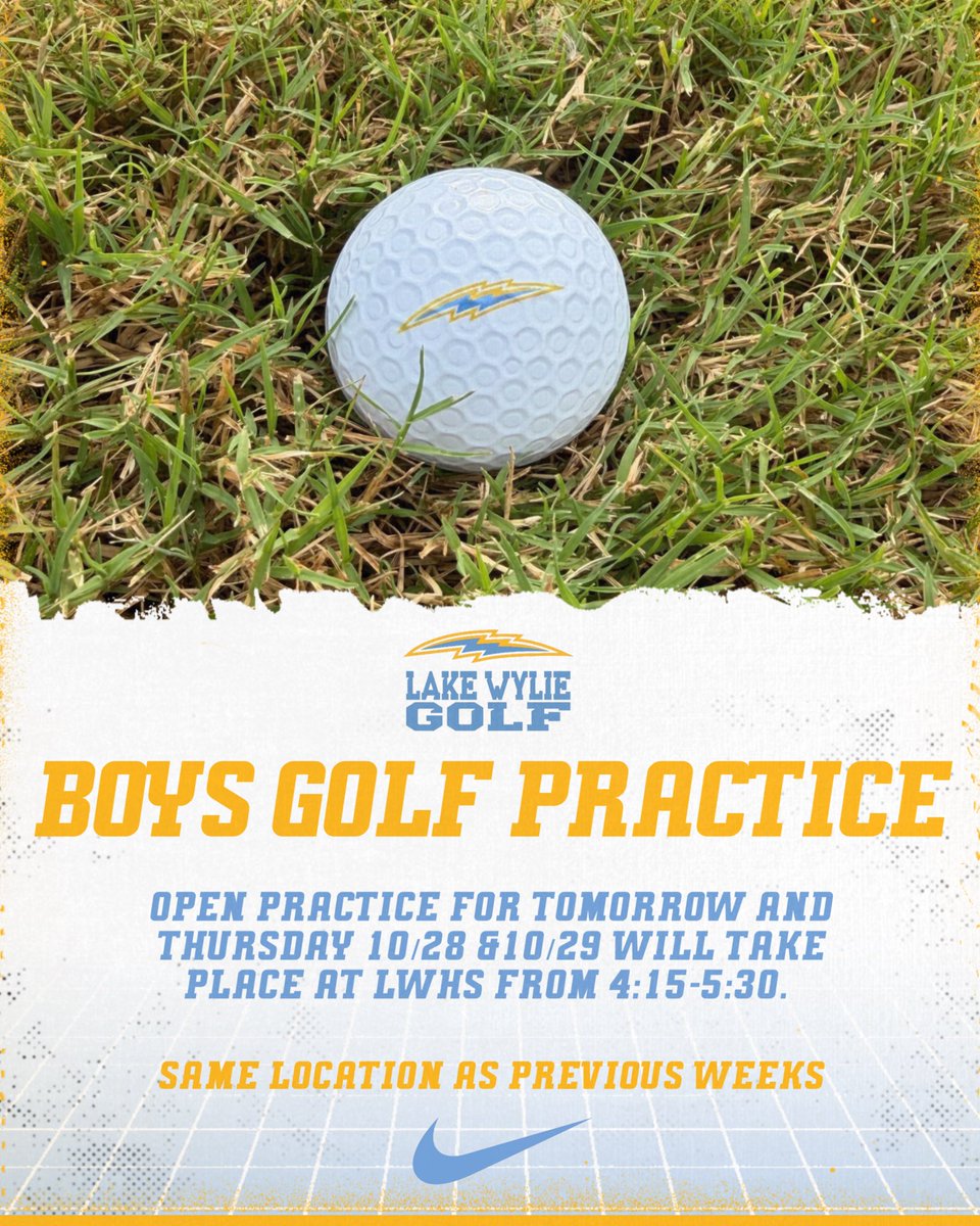 lwhsboysgolf's tweet photo. The final week of open golf practice will take place at LWHS tomorrow and Thursday. #BoltUp #ChargerGolf https://t.co/Idl0xV1fA4