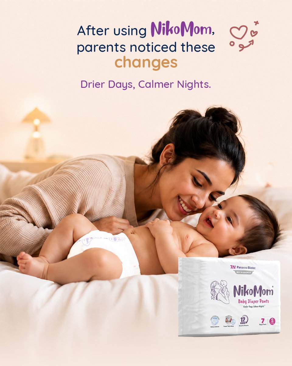 kompret's tweet photo. Parents asked, and NikoMom delivered: drier days, calmer nights, and no midnight guesswork. A wetness indicator and gentle, hypoallergenic materials help keep babies comfortable and rash-free. https://t.co/2ndDBnJaYw