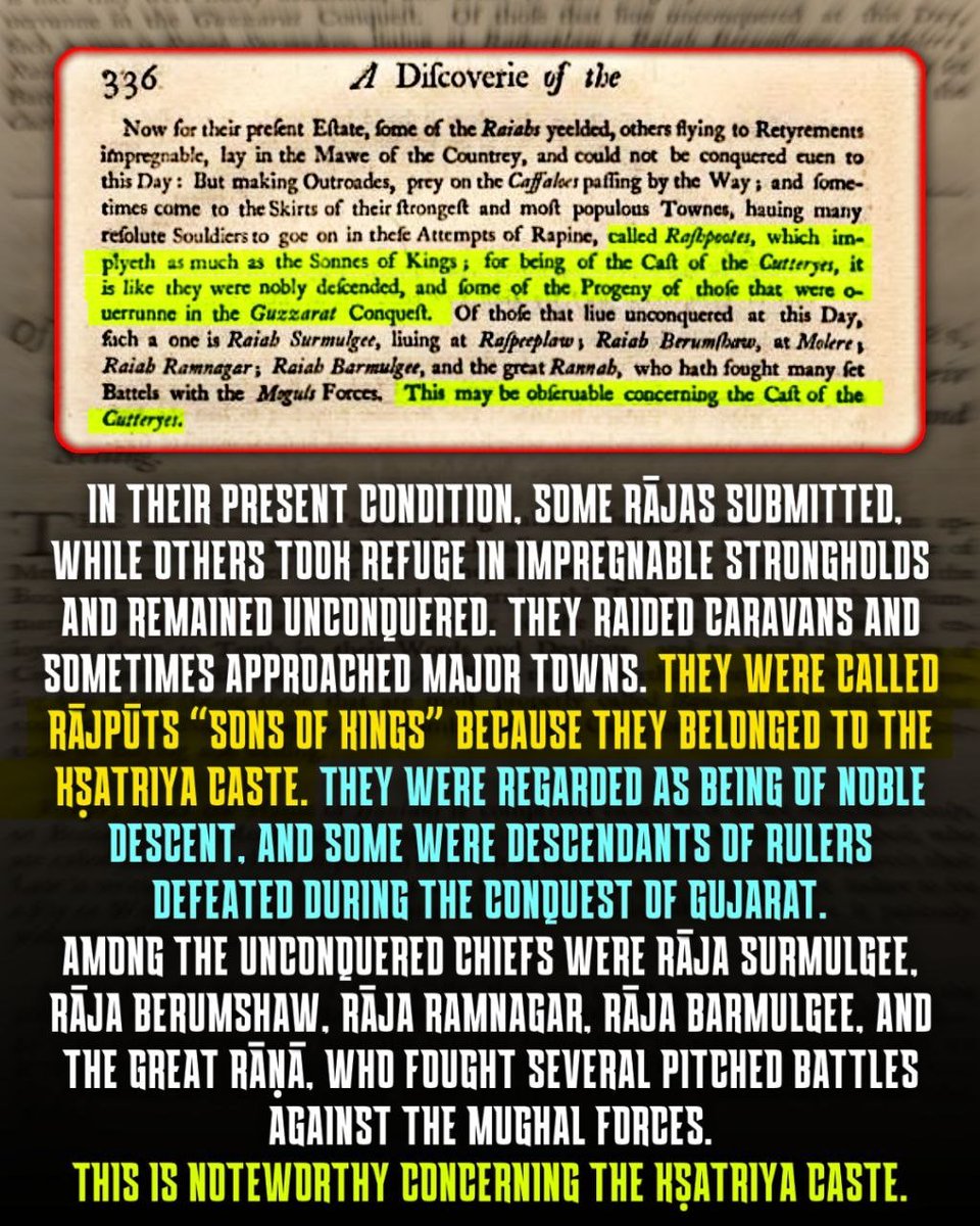 Scion_of_Agni's tweet photo. No, there children aren't We have exact source which says that Rājaputra ( Sonnes of Kings ) was a title of Rājputs. Here a source of 1638, also confirming that “ Rajputs are the Kṣatriya Caste itself ”, rest your cribbings are worthless as whole. https://t.co/MYGhq8ZHrZ