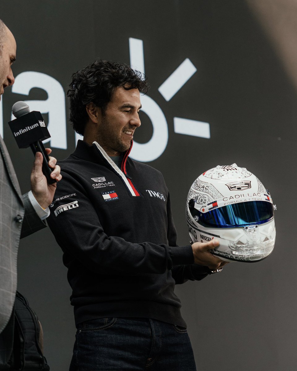 Cadillac_F1's tweet photo. A historic milestone on home ground. Checo unveils his custom helmet as he lines up for his 300th Grand Prix 🙌 https://t.co/CBb9Ebuze9