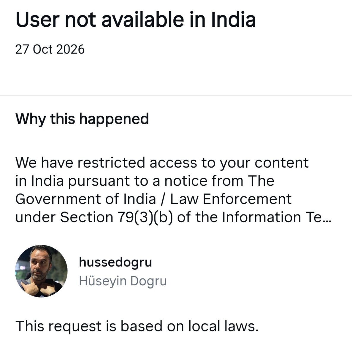 hussedogru's tweet photo. It took less than 24 hours for the Indian government to ban me. Faster than the EU sanctions imposed on me. 

The reason? My latest documentary: 
Kashmir: Palestine in the making

Well, the only thing left to say is: 
Lal Salaam ! 🚩 https://t.co/rRwZt1dq8G