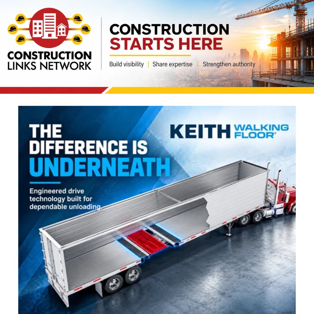 constructca's tweet photo. 🔧 Less maintenance complexity. More protection where it counts. KEITH WALKING FLOOR® RX Technology is engineered to protect critical components and deliver dependable performance in demanding applications. 🚛⚙️ #BulkTransport #TrailerTechnology 👉 https://t.co/A20S9du0YA https://t.co/QKStJHqIn7
