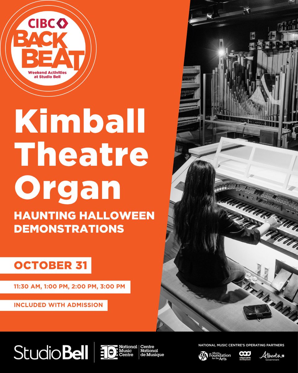 nmc_canada's tweet photo. #Spookyseason is better with sound effects. On Oct. 31, Studio Bell, home of the National Music Centre, has #Halloween-themed activities for the whole family.

🎃 Drop in to PlayLab: Halloween Foley Fun from 11:30 am to 2:30 pm, where you can use everyday props and instruments to create your own sound effects for a classic Halloween movie like 1929’s Mickey Mouse: The Haunted House.  
🎃 Catch our Halloween Kimball demos alongside silent films.

PlayLab is free on the main floor. Admission is required on Studio Bell’s upper levels.  Head to https://t.co/VAL5dDw1RZ to plan your visit.