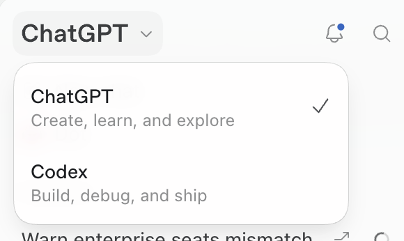 adrianmacneil's tweet photo. Does anyone know what the difference is between ChatGPT and Codex mode in the desktop app? Both modes seem to support both features. Super confusing UI. https://t.co/X7Zrd751we